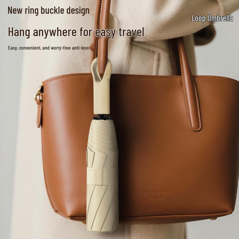 Compact Auto Folding Umbrella with Sun Protection, Portable with Ring Buckle, Suitable for All Weather