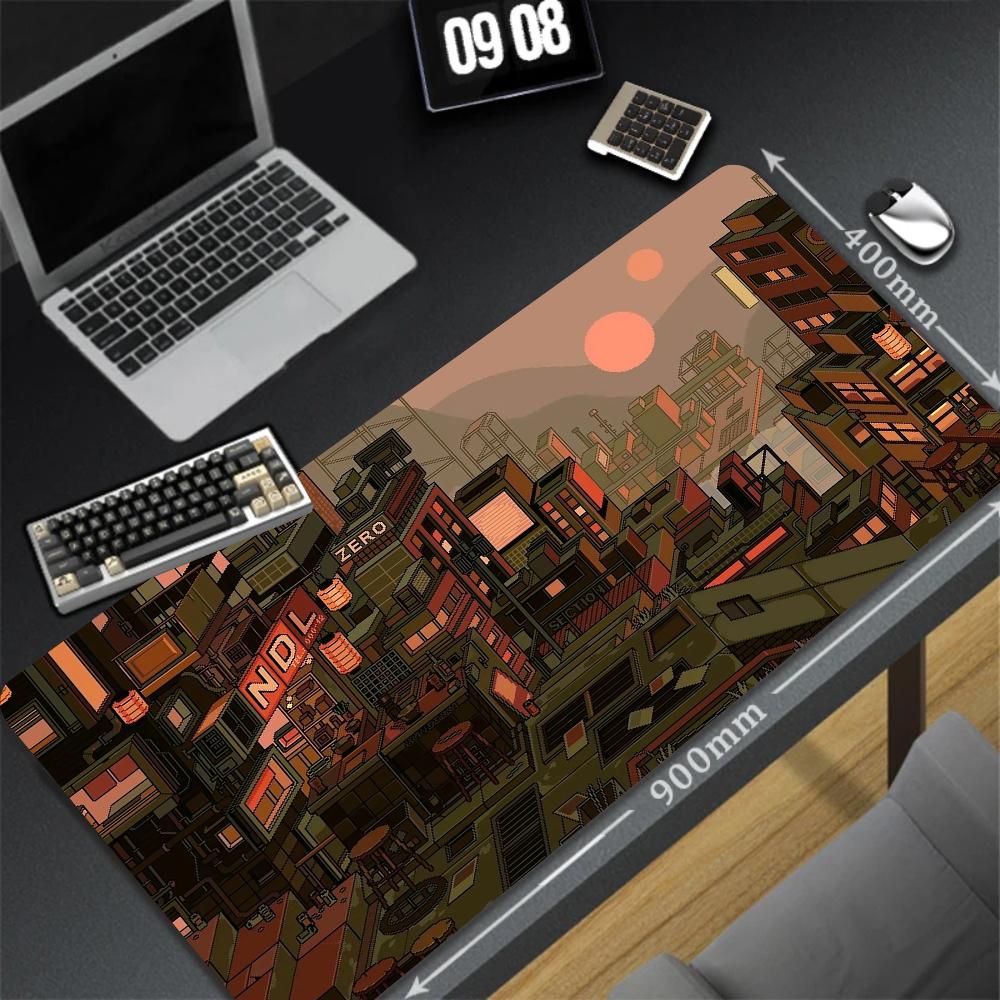 XXL Table Natural Rubber Carpet Large Game Non-slip Mousepad Pixel Sence Cute Mousepad Gamer Street Art Desk Mat For PC Keyboard