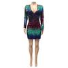 Women's Sexy Dress Deep V Long Sleeve Bag Hip Sequins Sexy Dress Fashion Nightclub Party Dress