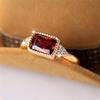 Trendy Red Zircon Squarel Crystal Vintage Gold Color Wedding Bands Engagement Rings For Women Men Minimalist Jewelry