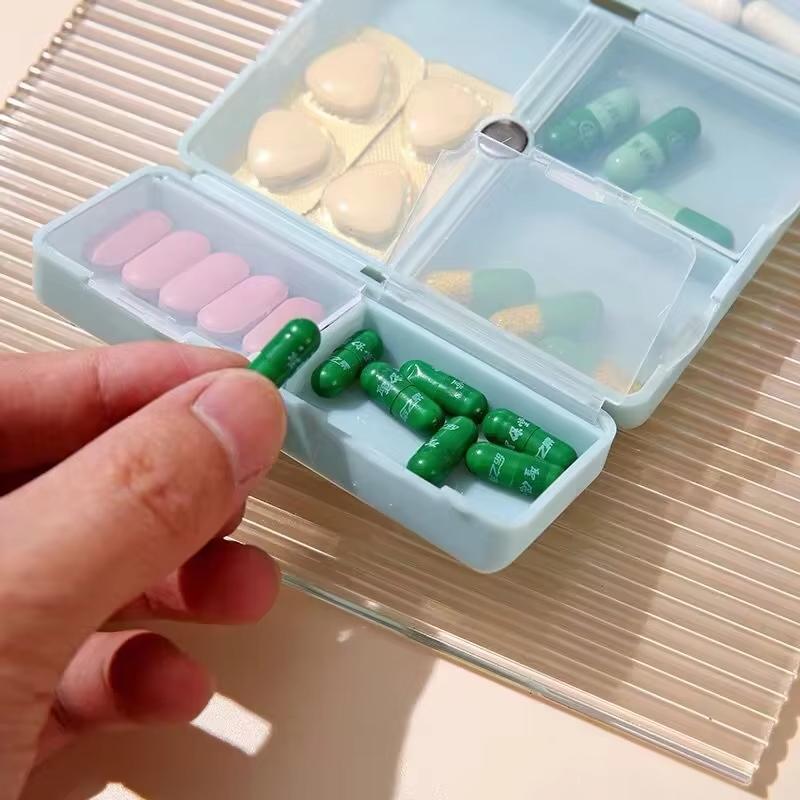 7Compartment Double Layer Magnetic Pill Box Waterproof Dust Proof Moisture Proof Multifunction Travel Pill Organizer For Vitami