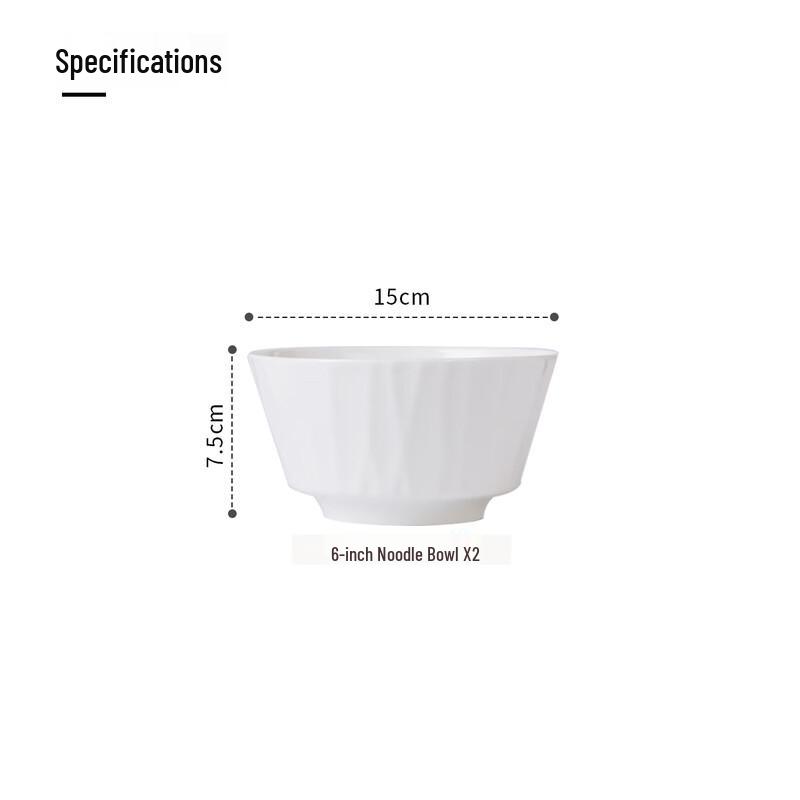 Haoya Jingdezhen Nordic Ceramic Noodle Soup Bowls (6-inch, 2-Pack)