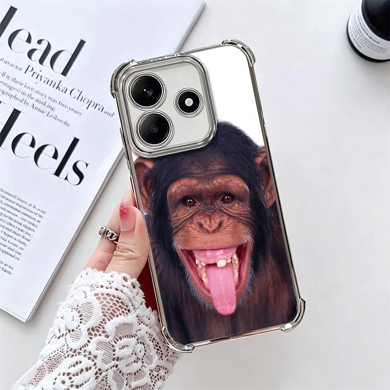 

Monkey Memes Soft Phone Case For Xiaomi Redmi Note 14 15 Pro Plus 13 12 11S 11T 5G 10 9S 9 Plating Anti-Fall Fundas Redmi Note 13 Pro 5G