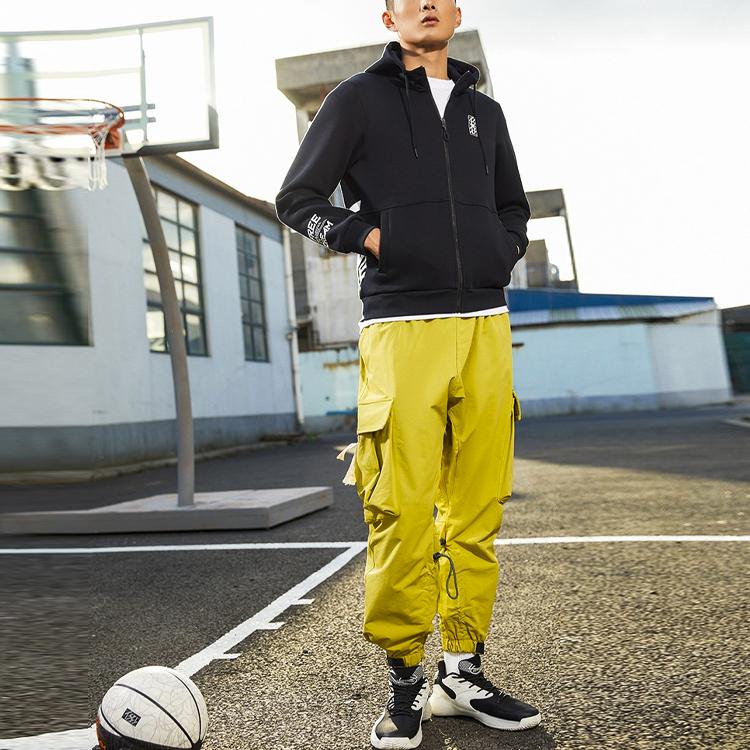 Anta Basketball Series Letter Pattern Zip Jacket Men Jackets Black 152211736-3