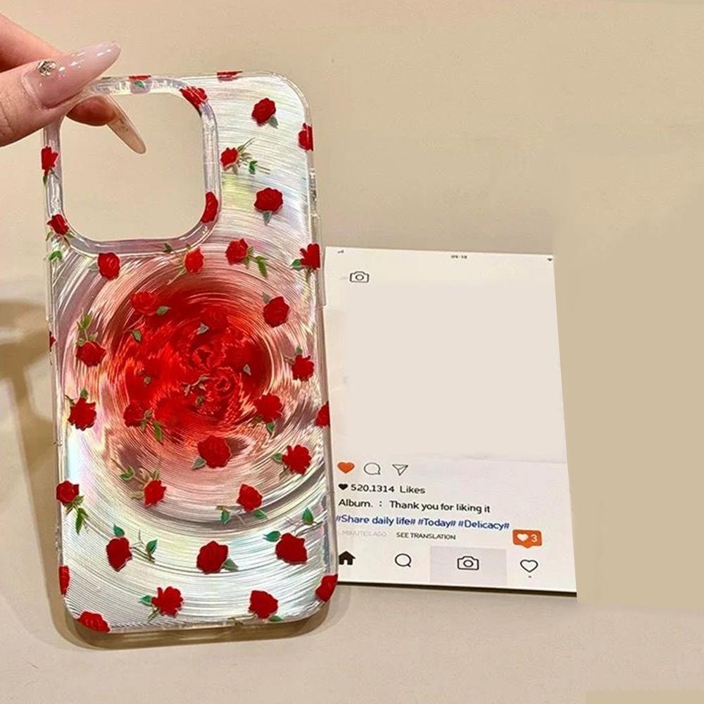Iridescent Glossy Phone Case for iPhone 11 13 14 15 16 17 Pro 17 13 14 15 Pro Max High Quality Fantasy Floral Style Full Protection Shell