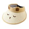 Children Sun Hat, Adjustable Elastic Headband Summer Hat, Breathable Hollow-Top Design Kids Hat, Foldable Bunny Ears Cartoon Print Outdoor Hat