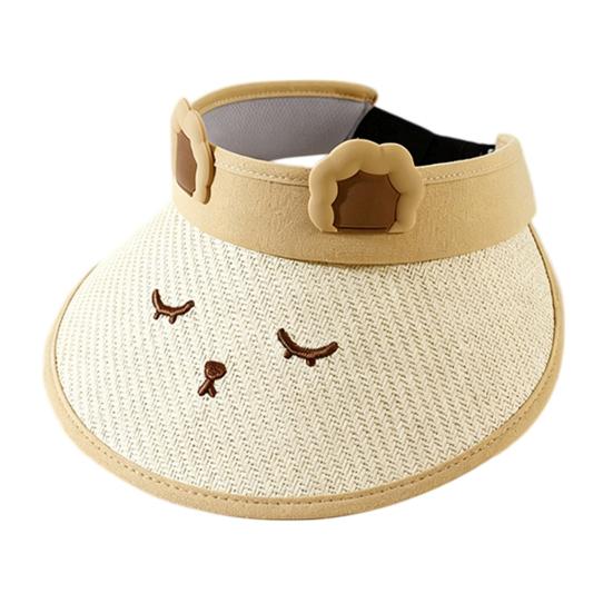 Children Sun Hat, Adjustable Elastic Headband Summer Hat, Breathable Hollow-Top Design Kids Hat, Foldable Bunny Ears Cartoon Print Outdoor Hat