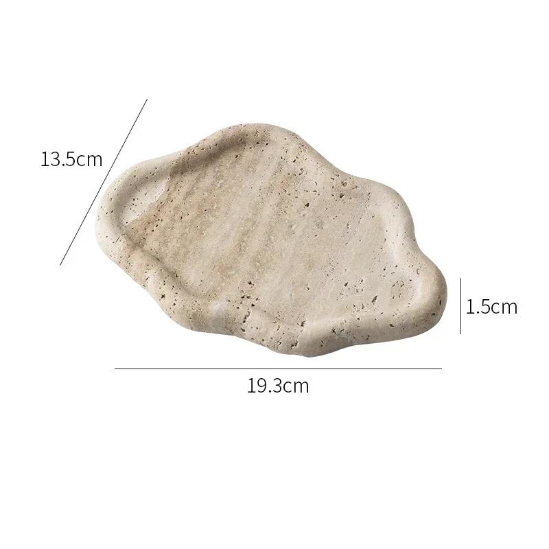 

1pc Nordic Style Travertine Storage Tray Entryway Storage Tray Decorative Ornament Home Storage Decoration Bathroom Accessories
