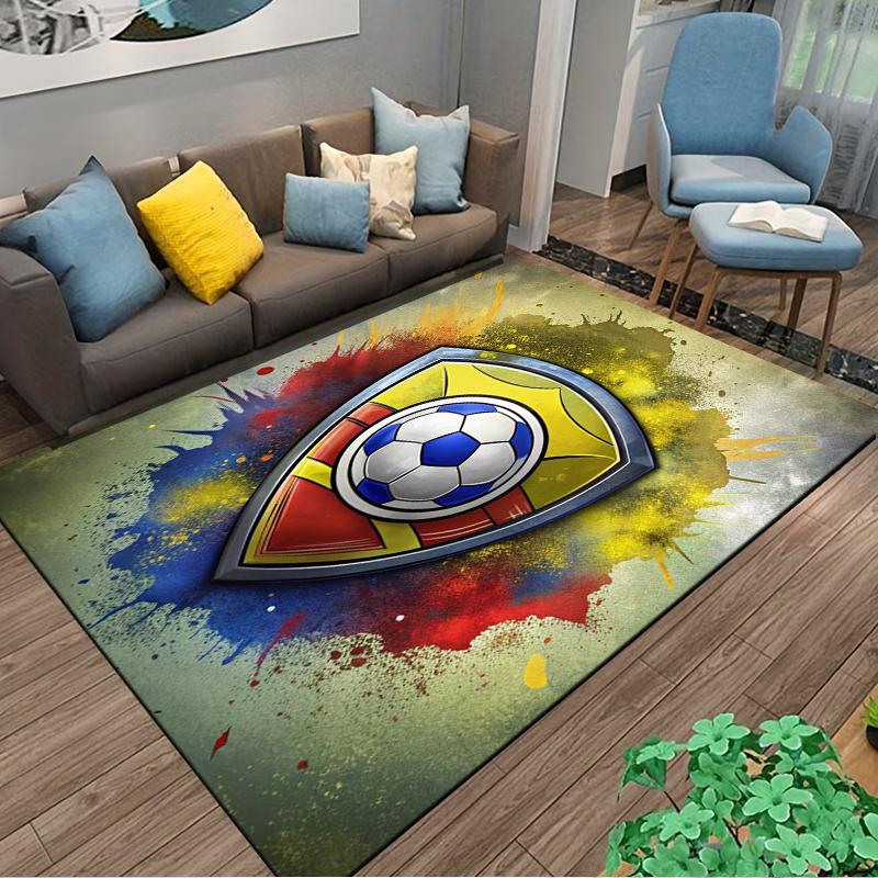 Soccer Shield Print carpet Non-slip rug suitable for living room and bedroom sofas