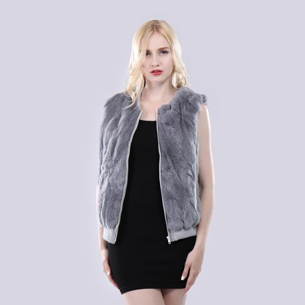 Autumn Winter Fashion Girl 100% Genuine Rex Rabbit Fur Vest Natural Warm Rex Rabbit Fur Gilet Women Real Fur Sleeveless Jacket