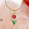 Fashion Tulips Flower Pendant Necklace Simple Y2K Choker Neck Chain Sweet Elegant Clavicle Chain Necklace Jewelry