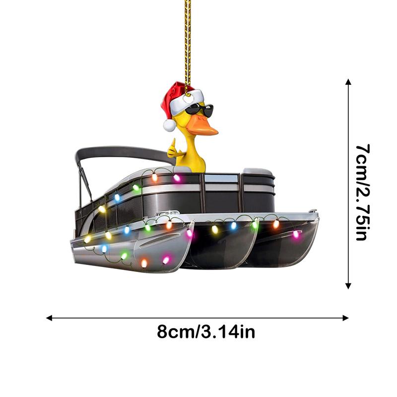 Christmas Tree Decoration Funny Duck Pontoon Boat Hanging Ornament For Christmas Tree Fireplace Door Wall