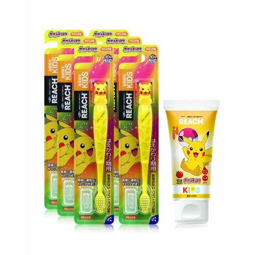 Bulk Purchase: REACH? Kids Toothbrush Figures (6 Pieces) + Pikachu Toothpaste (60g)