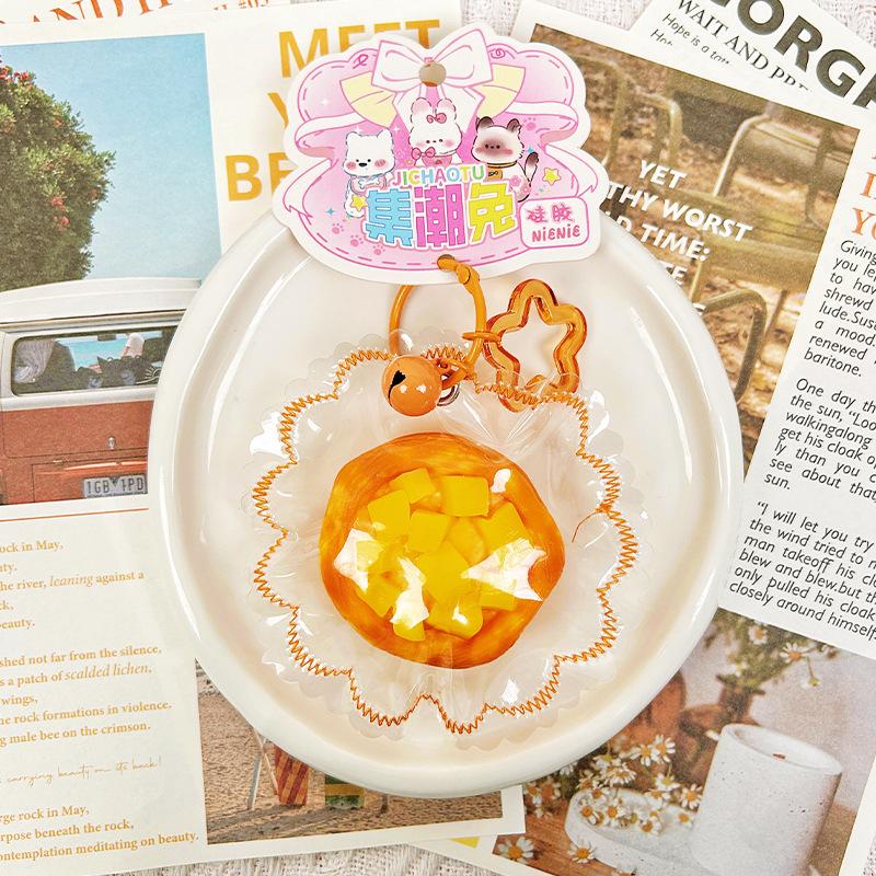 DIY Food-grade Silicone Squishy Dessert Series Premium Pearl mango tart Stress-relief Toy