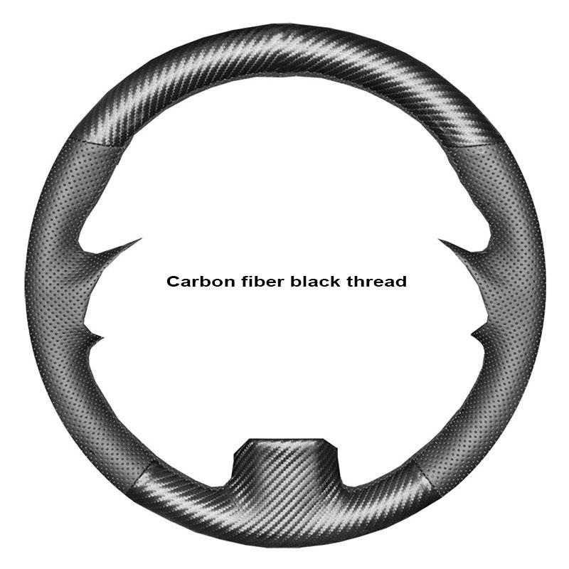 CIMF6 Custom Carbon Fiber Leather Car Steering Wheel Cover For Ford Focus 2 2005-2011 (3-Spoke) Anti-Slip Fix Worn OEM Wheel