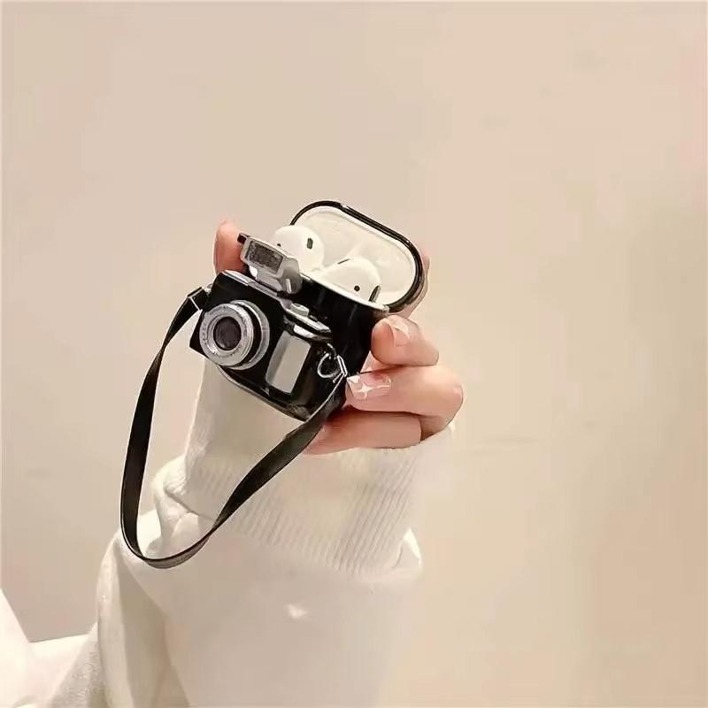 Funny Cover For Airpods 3 2 1 Earphones Flashing Camera Headset Case With Hook For Apple Airpod Pro 2 1 Wireless Headphone Cover
