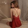 Women's Plus Size Lace Sheer Backless Cami Sleep Dress with Robe Costume Set