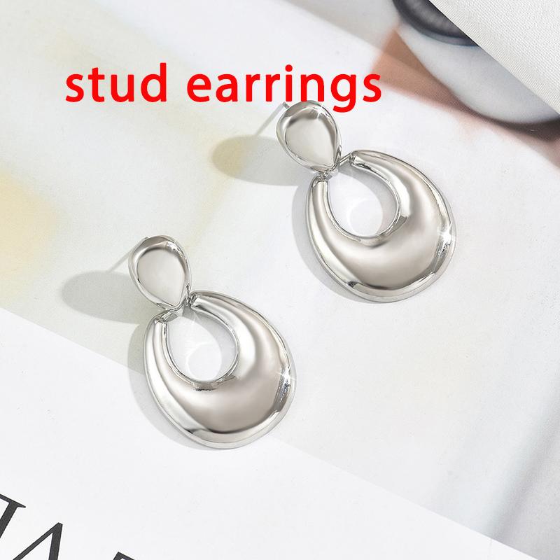 Vintage Golden Smooth Teardrop Clip on Earrings for Women Metal Thick Geometric Non Pierced Drop Earring Statement Party Jewelry