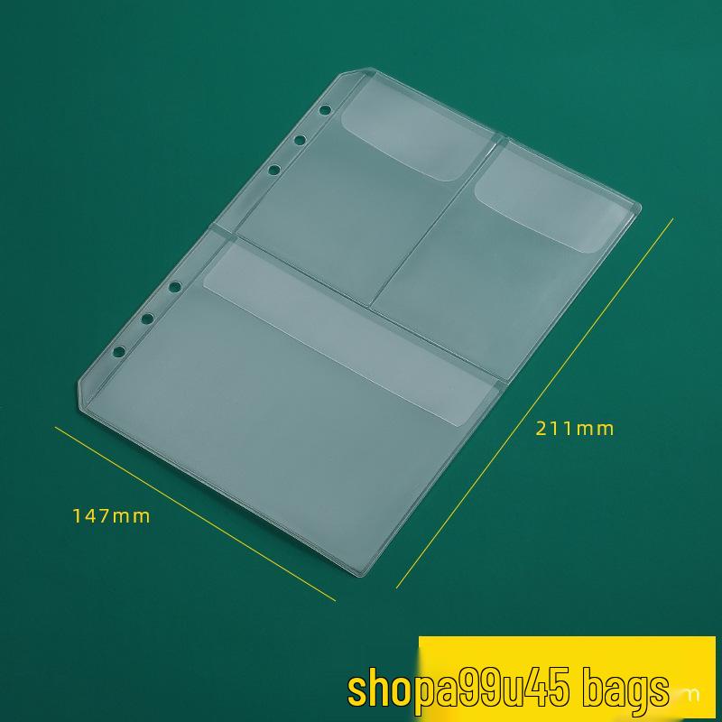 Pochettes transparentes en PVC de différentes tailles avec fermeture éclair: Rangement de documents A6/A5 et porte-cartes de visite A7, conception à 6 trous.
