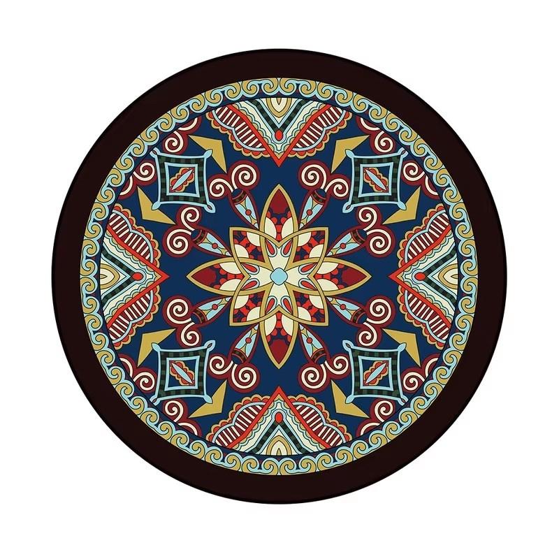 Bohemia Mandala Round Carpet Living Room Geometric Ethnic Flowers Circle Rug Bedroom  Anti-slip Vintage Floor Mat Home Decor