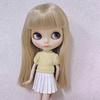 rakulifey Blythe doll outfit, 2-piece set (white + khaki), includes top and skirt, suitable for Neo Blythe dolls and Obitsu 24 dolls.