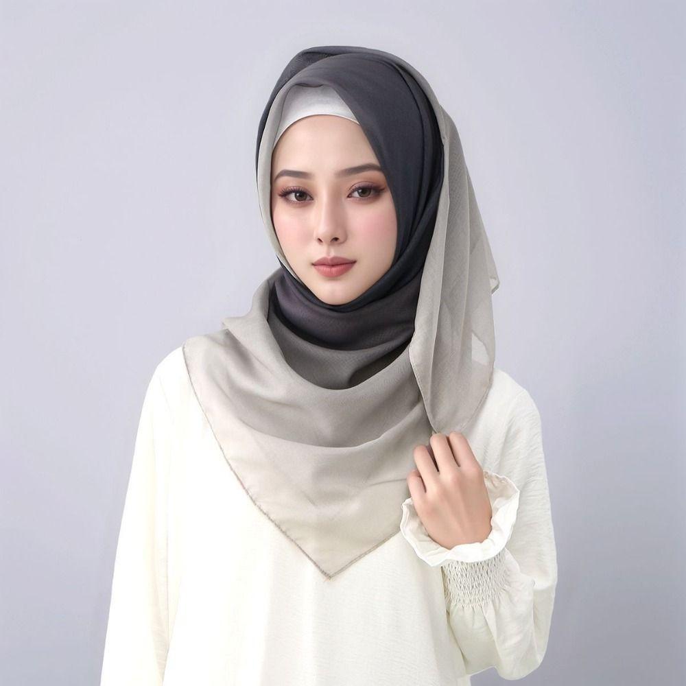 110 x 110 cm Gradient Square Scarf Large Size Turban Headscarf Elegant Muslim Hijab Muslim Women