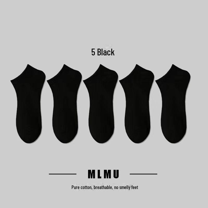 Men's Minimalist Black & White Low-Cut Socks - Spring/Autumn