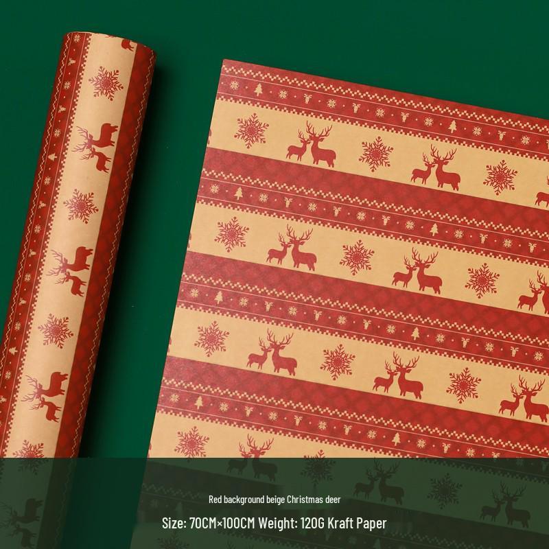 Large Retro Style Kraft Wrapping Paper for Christmas, Birthdays, and Meetings