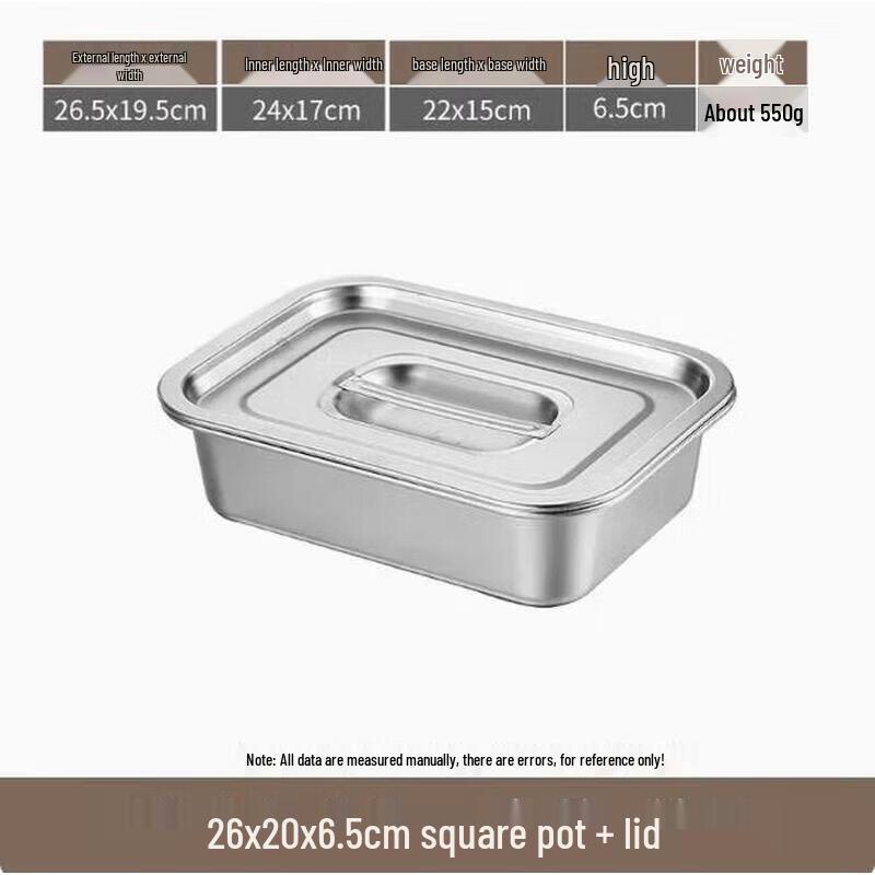 Huihuang 304 Stainless Steel Deep Rectangular Tray Set with Lids