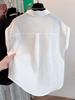Plus Size Artistic Women's Cotton Linen Vest Short Sleeve Lapel Shirt - Spring/Summer Thin & Breathable Top