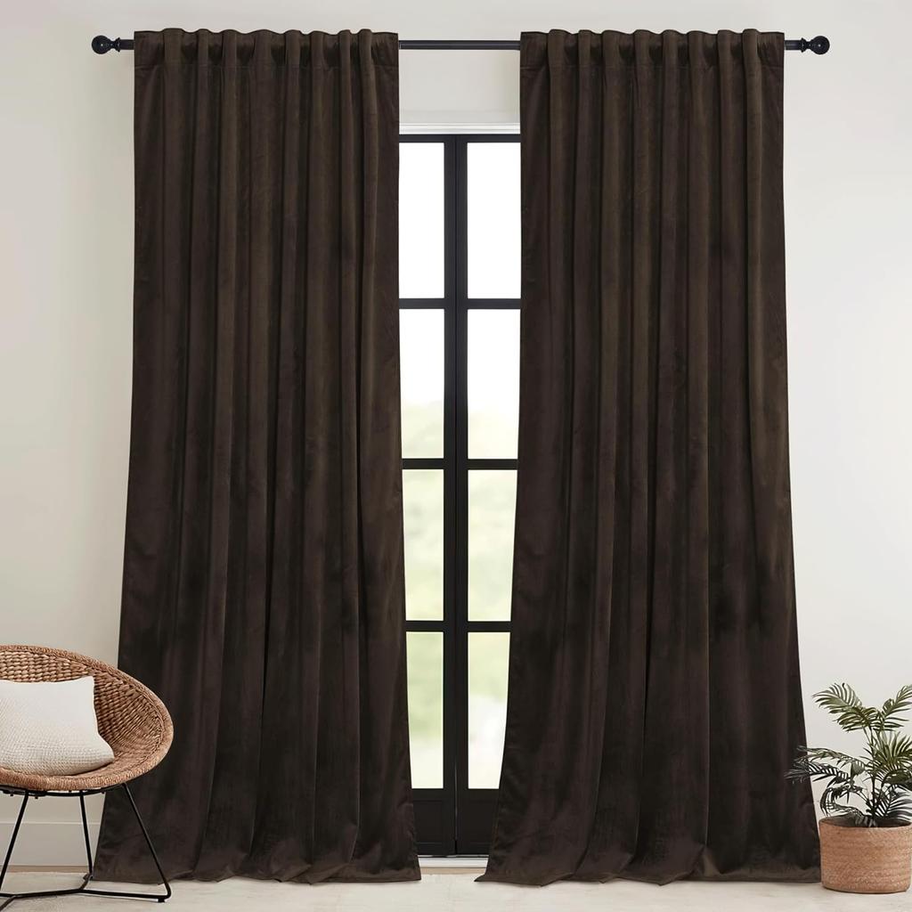 Rideaux en Velours Vert Sauge 84 pouces, Rideaux en Velours Super Doux Assombrissants pour Chambre