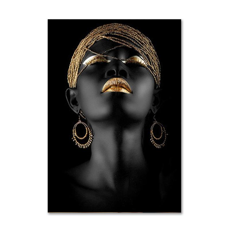Schwarz und Gold afrikanische Kunst Poster drucken Frau Leinwand Malerei Wand Kunst Cuadros skandinavische Dekoration Home Bild Wohnzimmer