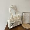 Simple Bow Women Bowling Shoulder Bags Thread Design Commuter Ladies Handbags Tote Solid Color College Style Girls Underarm Bag