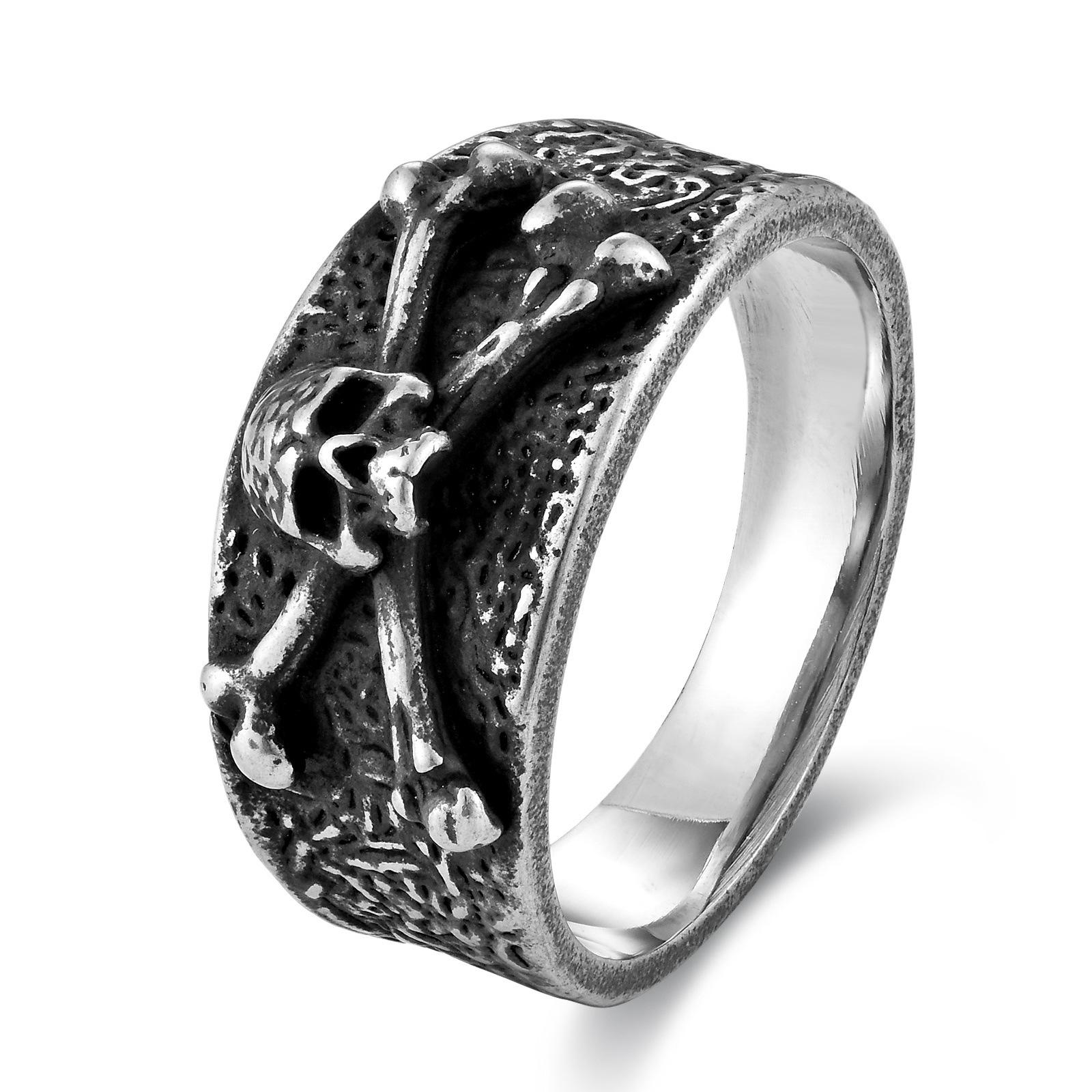 Titanium Steel Jewelry, Men S Punk Skull Ring, Personalized Retro Men S Domineering Ring No. 8