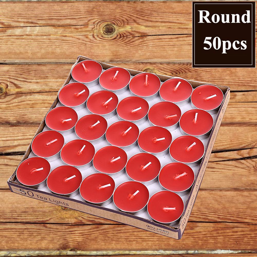 

50pcs/set Tea Wax Candle Birthday Wedding Party Candle Candlelight Dinners Candle Romantic Decorative Candles In Aluminum Cups