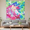 Boho Chic Wall Tapestry With Moon Phase Floral Starry Sky Design Bedroom Yoga Studio Decor