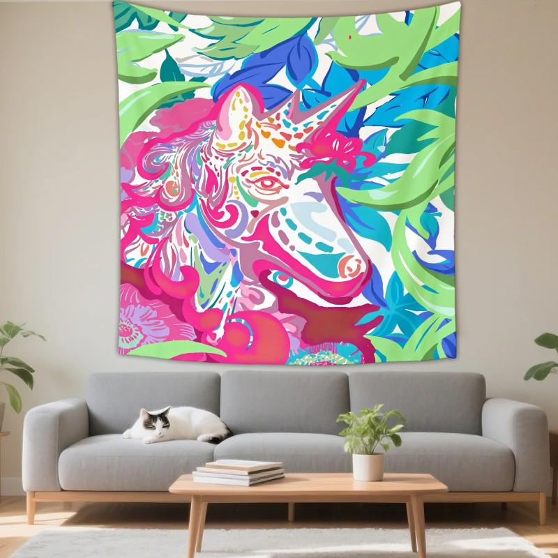 Boho Chic Wall Tapestry With Moon Phase Floral Starry Sky Design Bedroom Yoga Studio Decor