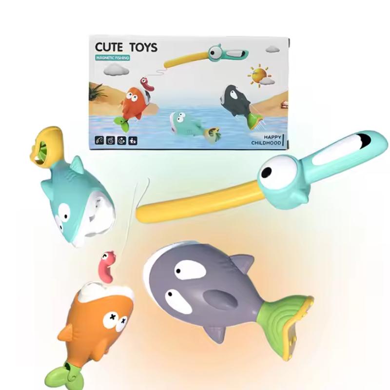 

Summer Shark Floating Water Toy Magnetic Fishing Game With Water Effects Kids Pool Bath Toy Fun Colorful Sensory Sprinkling Toy