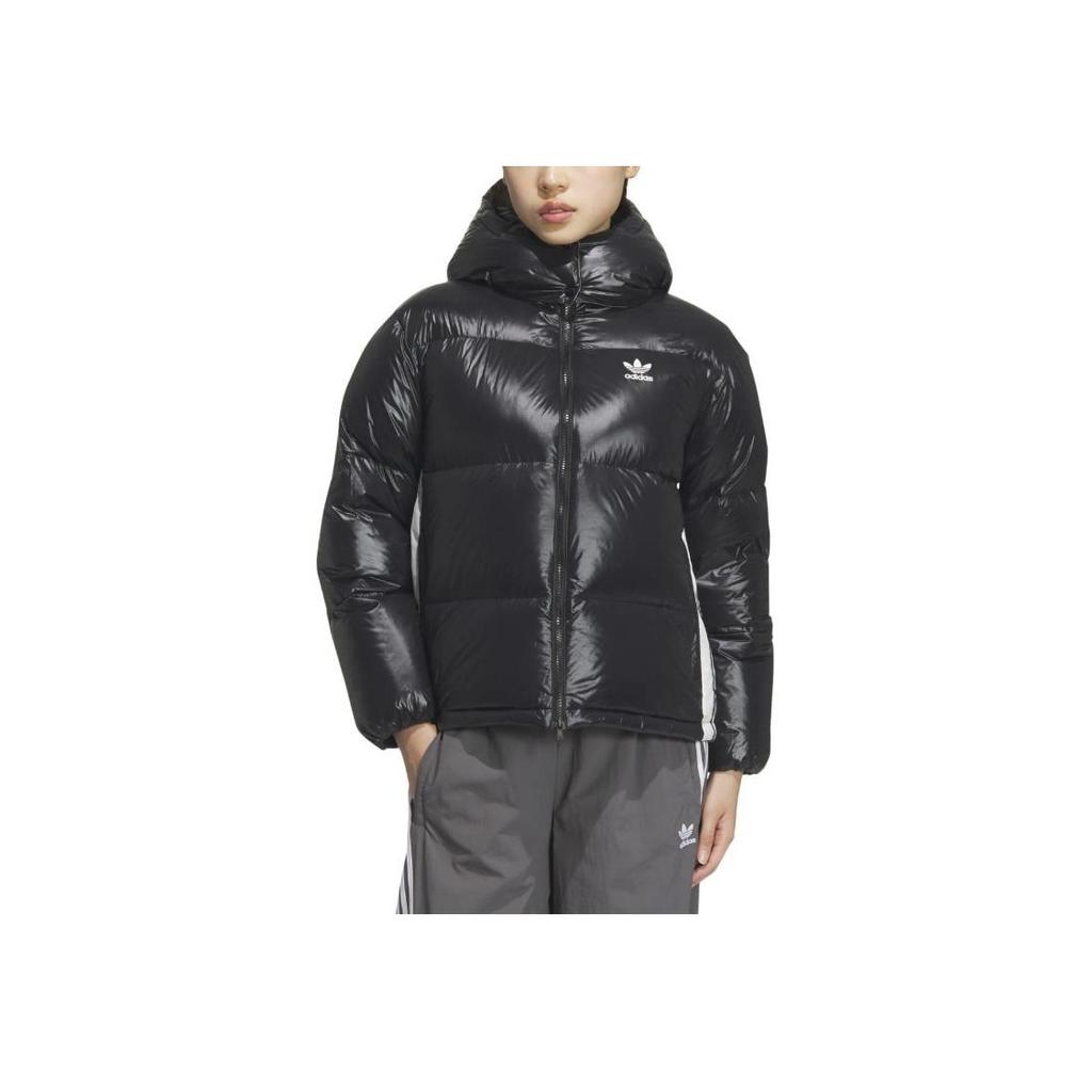 Adidas Originals Sports Casual Zipper Long Sleeve Down Jacket Women Outerwear Black JD3782