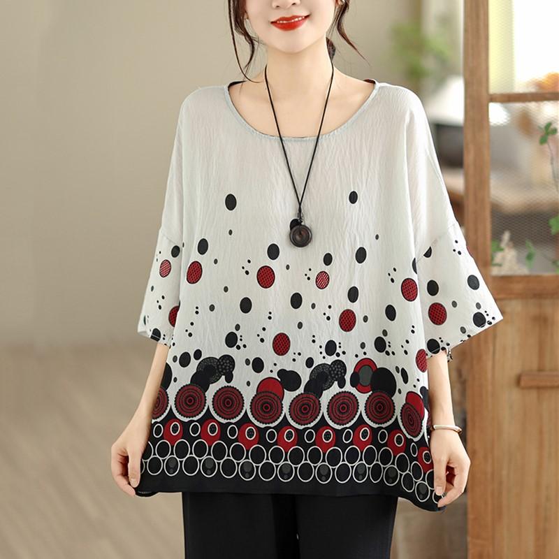 Short Sleeve Oversized Cotton Vintage Casual Loose T Shirt Tops Women Summer T-shirt