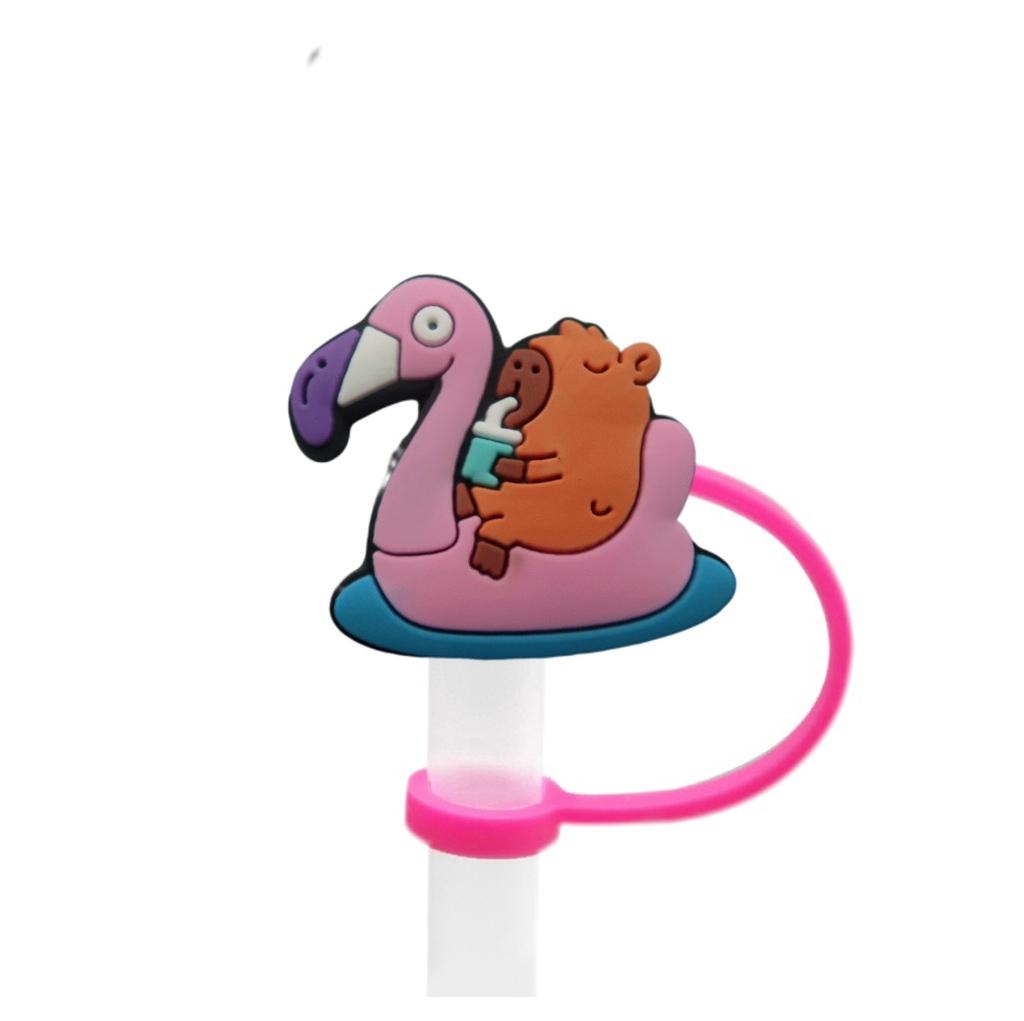 Cute Capybara 10mm Straw Cap Compatible with Stanley Cup Accessories Decoration Dustproof Straw Stopper Silicone Straw Cap