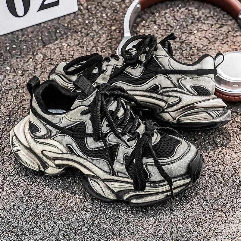 Old Dirty Shoes Spring and Summer Polished Dad Shoes Mesh Non-slip Thick-soled Men's Shoes Versatile Casual Sports Shoes
