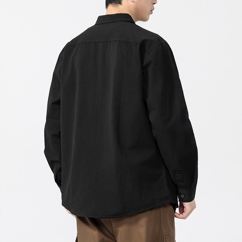 Spring New Solid Color Shirt Men's Long Sleeve Fashion Trend Trendy Casual Cotton Shirt
