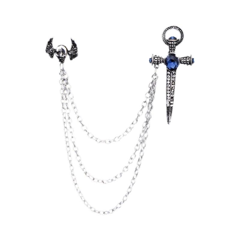 Trendy Swords Crucifix Wing Pin With Safety Lock Mechanism Lightweight Lapel Accessory For Weddings Concerts And Travel серебряный