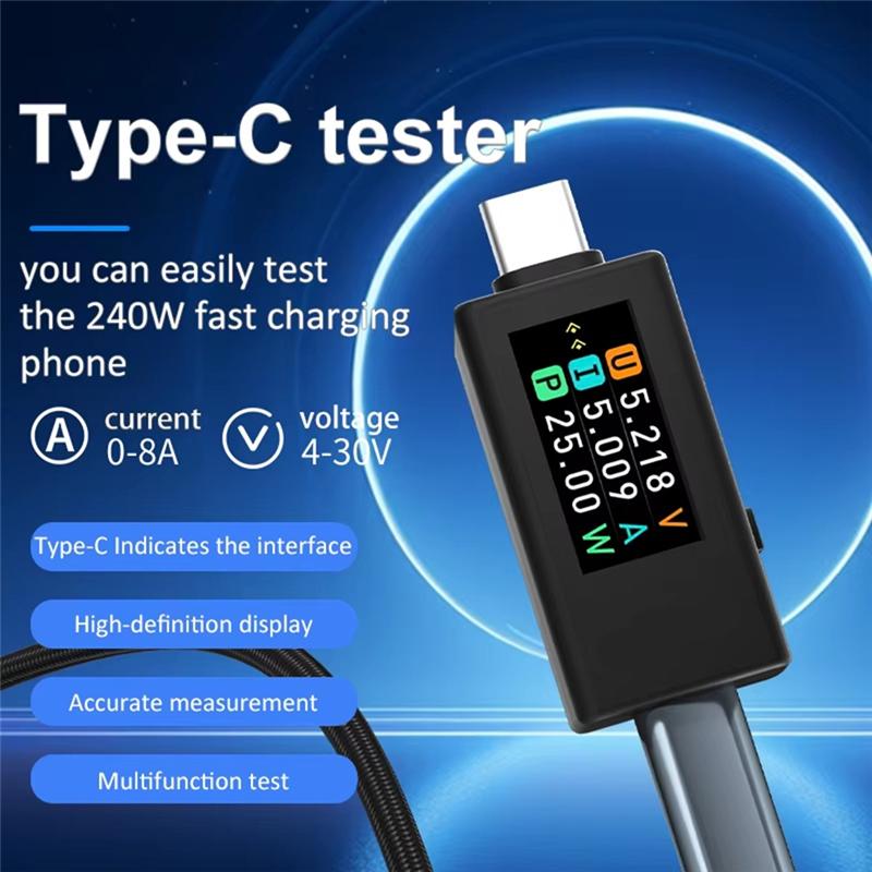 A25F-KWS-1902L Multi-Function USB Type-C Tester 4 To 30V Voltage Ammeter Power Meter 12A Maximum Current Storage Capacity