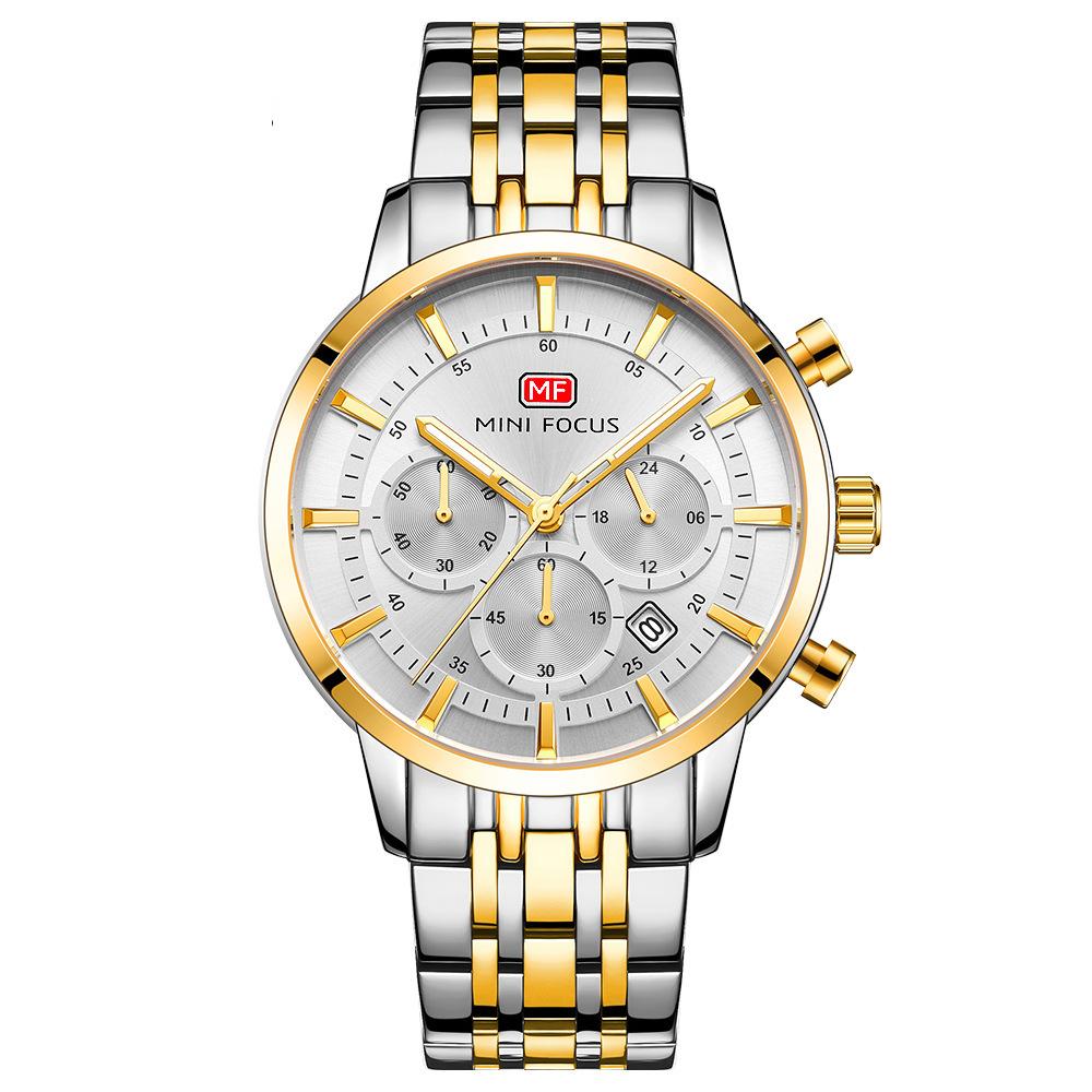 Business Men's Watch Fashionable Large Dial Luminous Quartz Watch Waterproof Steel Strap Men's Watch