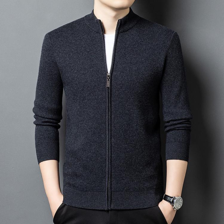 

Men s Thick Warm Pure Wool Cardigan - Autumn/Winter Solid Knit Sweater Coat X-Large (185)