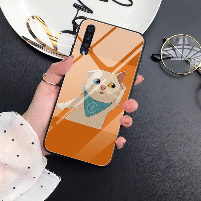 

Чехол с милым котом и животным для Samsung Galaxy A52 A71 A72 A70 A73 A53 A13 5g A03 A22 A21s A03 Core A42, чехол из закаленного стекла с рисунком For Samsung A21S