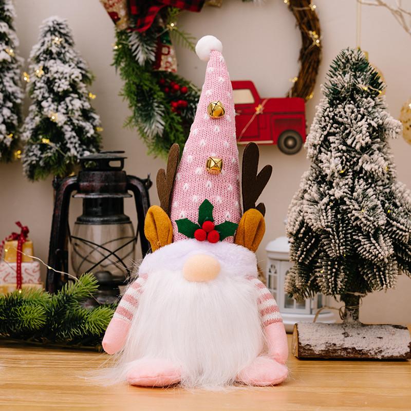 

Adorable Christmas Gnome Plush Doll With Led Lights In Pink Gray And Red Colors розовый