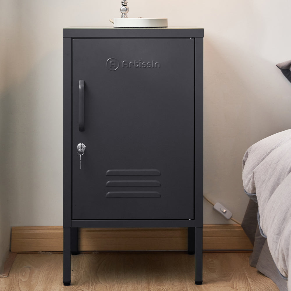 Bedside Tables Artiss Artissin Metal Locker Storage Shelf Filing Cabinet Cupboard Bedside Table Black